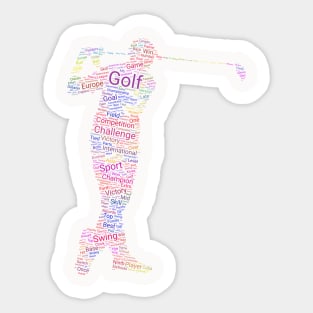 Golfing Golfer Silhouette Shape Text Word Cloud Sticker